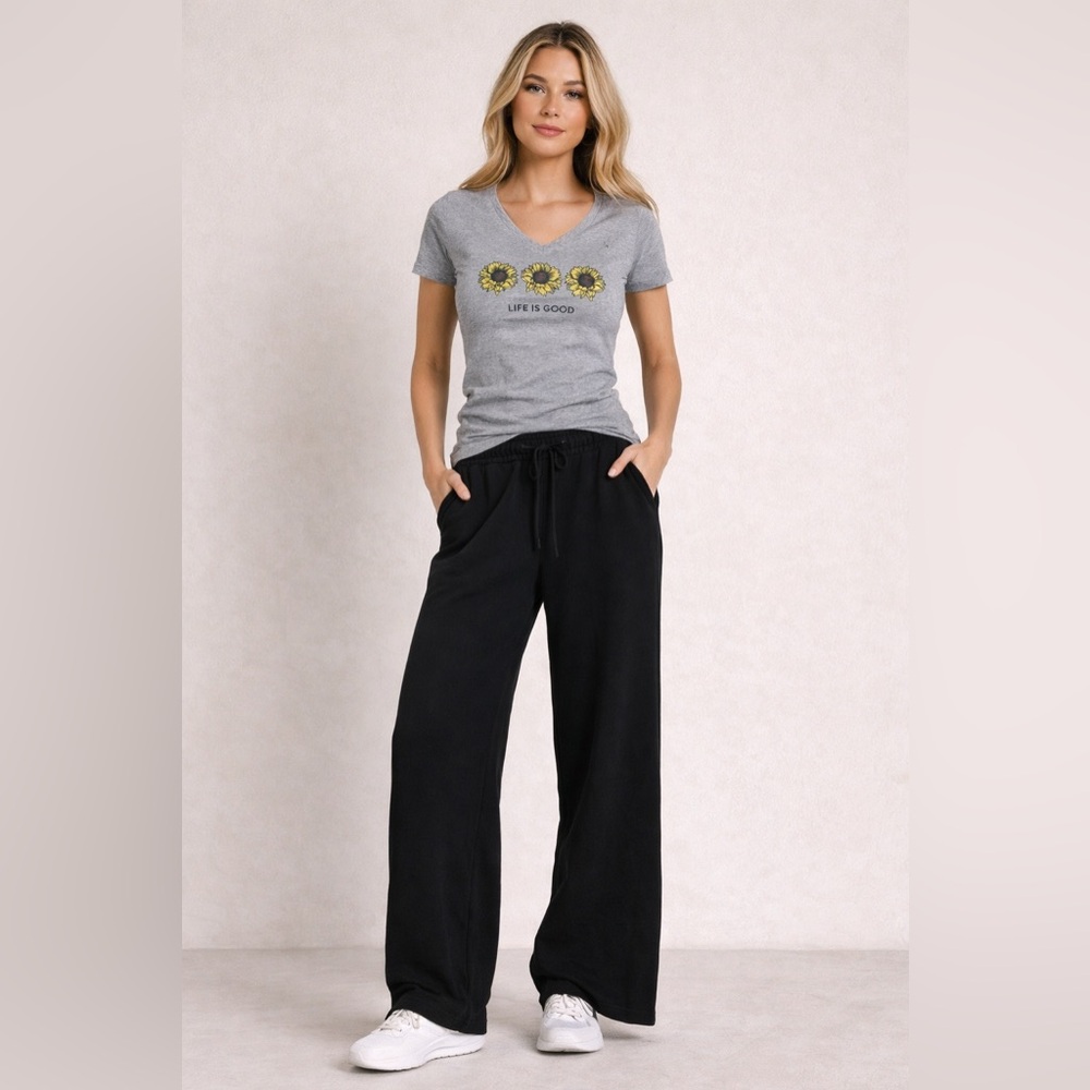 Life is Good NWT sunflower vneck tshirt & VS Pink sweats